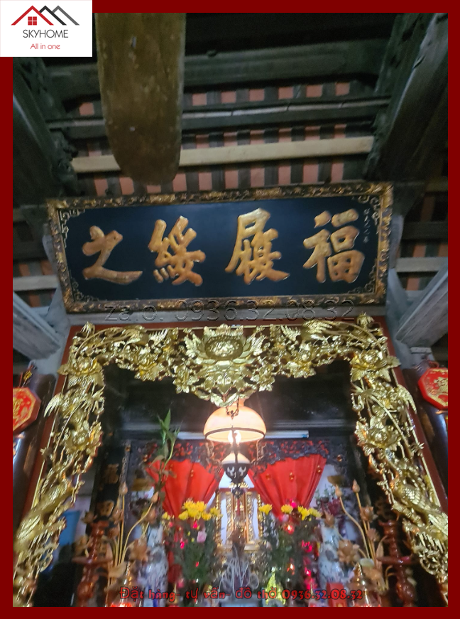 Hoành phi gỗ phòng thờ chữ Phúc lý tuy chi